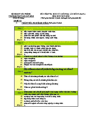 Đề kiểm tra học kỳ I môn Địa lý Lớp 12 - Ban A - Mã đề 123 - Năm học 2019-2020 - Trường THPT Lê Quý Đôn
